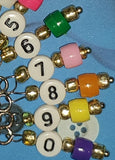 Handmade 0 to 9 Numbered Stitch Marker Set With Progress Keeper