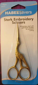 Habee 110mm Stork Embroidery Scissors - Casz's Country Craft's 