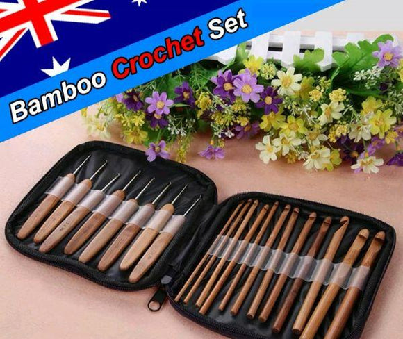 20 Pc Set Bamboo Crochet Hook Set With Case - Casz's Country Craft's 