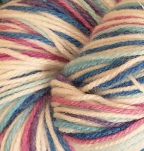 Variegated Wool Yarn Hand Dyed Colour BUbble Gum Variegated 8 Ply Australian Merino Yarn - Casz's Country Craft's 