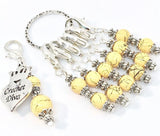 Handmade Notion Crochet Yellow And Black Tibetan Silver Stitch Marker Set - Casz's Country Craft's 