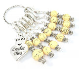 Handmade Notion Crochet Yellow And Black Tibetan Silver Stitch Marker Set - Casz's Country Craft's 